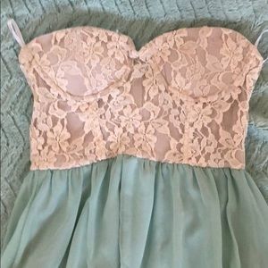 Lace Bustier Detail High-low dress